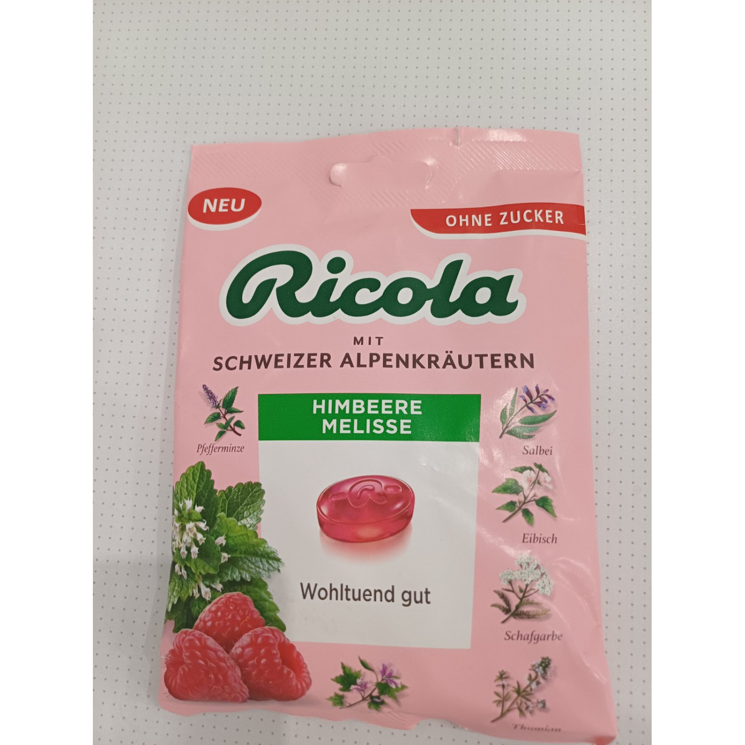 Льодяники Швейцарські трави Raspberry lemon balm Ricola 75 г LY23  (P-6910806231578)